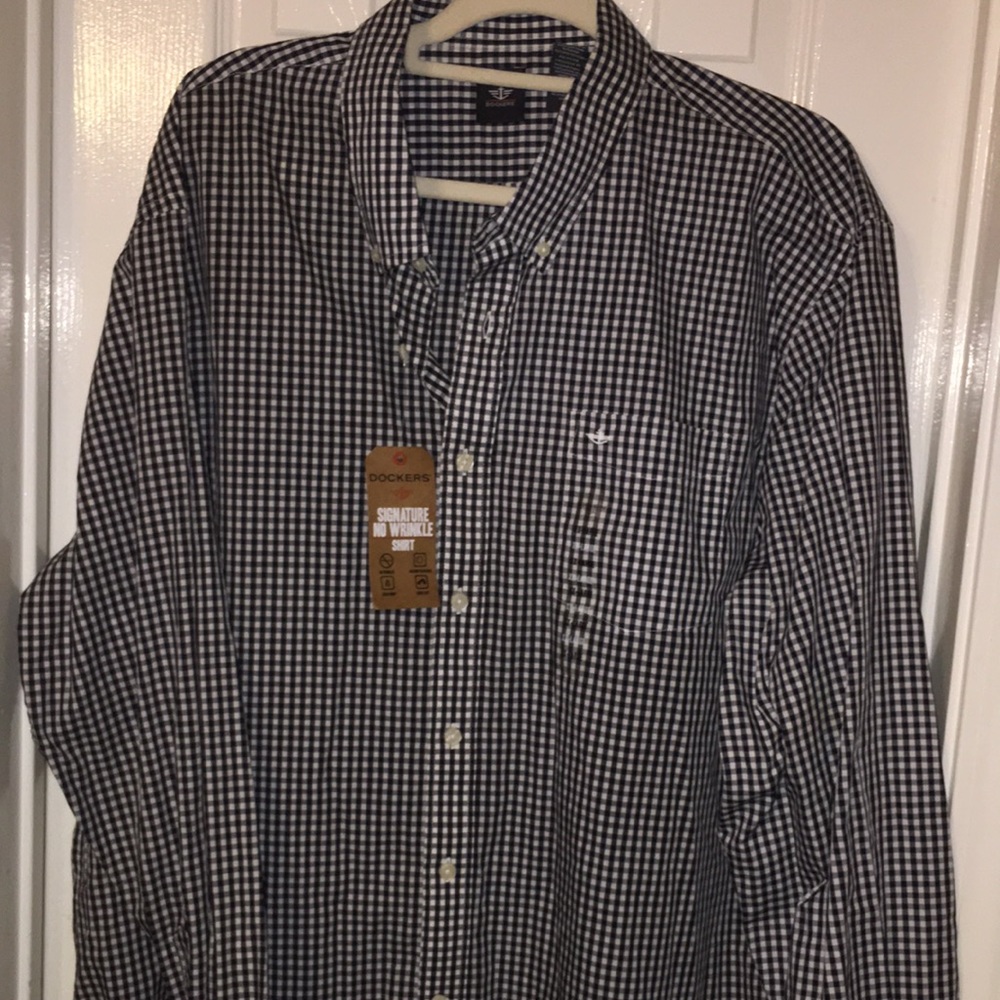 Men Docker shirt XXL/XXG blue white checkered new